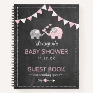Cuaderno Guía de la Baby Shower Chalkboard para Elefantes 