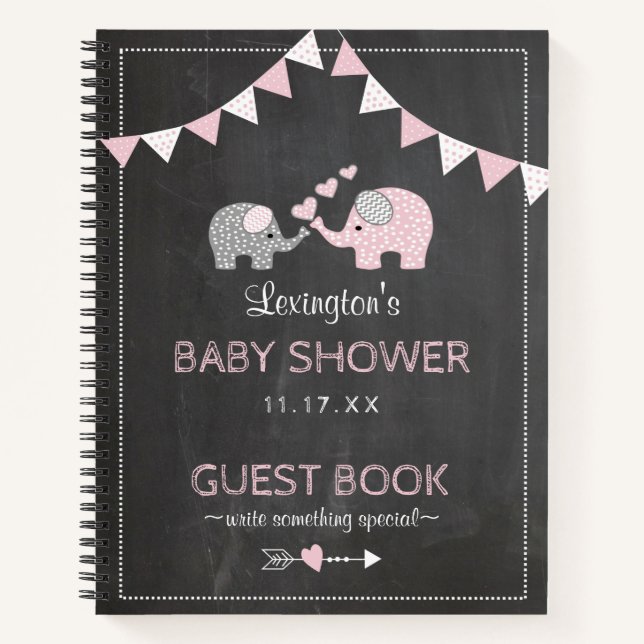 Cuaderno Guía de la Baby Shower Chalkboard para Elefantes R (Anverso)