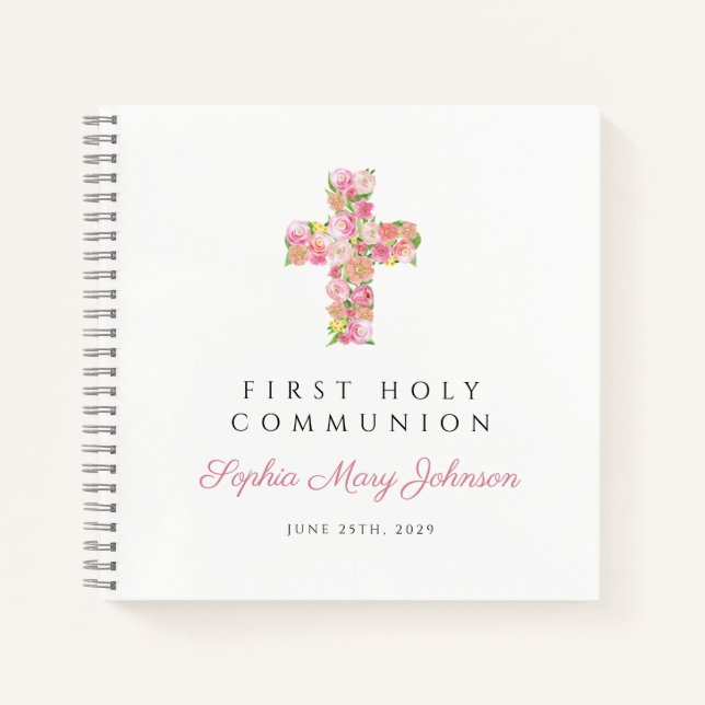 Cuaderno Guía de la Primera Comunión de la Cruz Floral Rosa (Anverso)