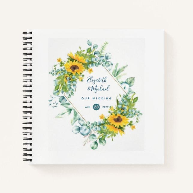 Cuaderno Guía del Boda de Eucalyptus de LeahG Sunflowers (Anverso)