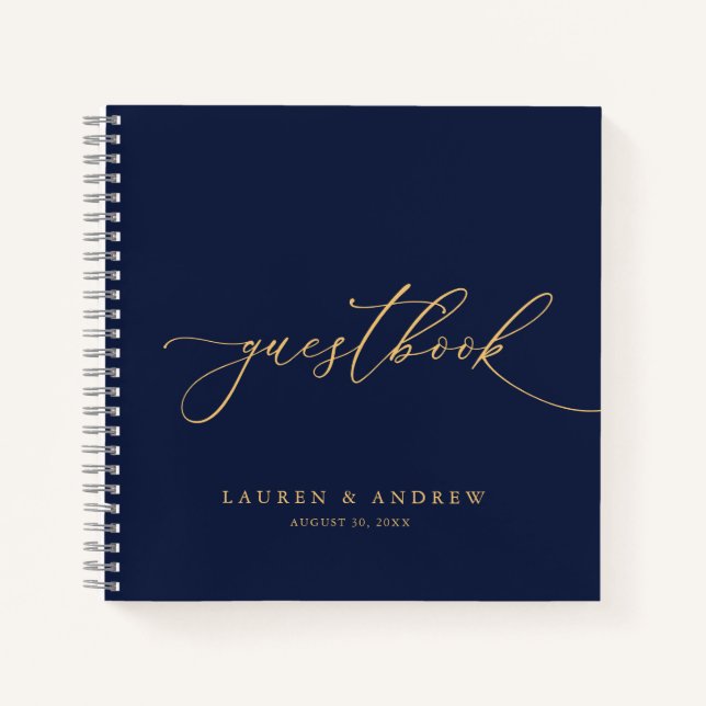 Cuaderno Guía del Boda Navy Blue & Sunflower Gold (Anverso)