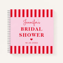 Guía Retro Red & Pink Stripes Bridal Shower