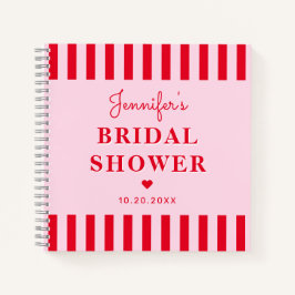 Cuaderno Guía Retro Red & Pink Stripes Bridal Shower
