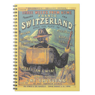 Cuaderno Guía turística de Suiza Arte de portada de época