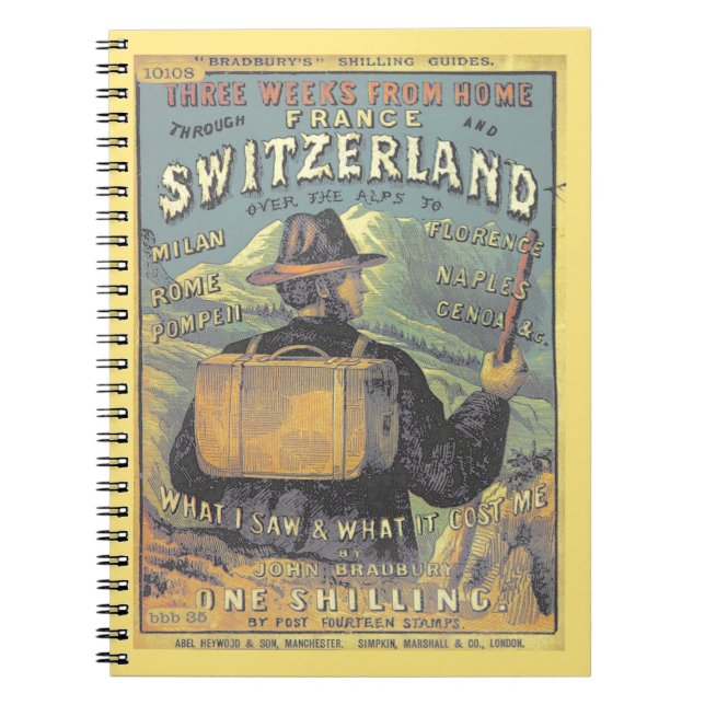 Cuaderno Guía turística de Suiza Arte de portada de época (Frente)