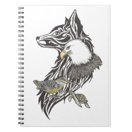 Cuaderno Guías animales de lobo, leña, águila, tortuga