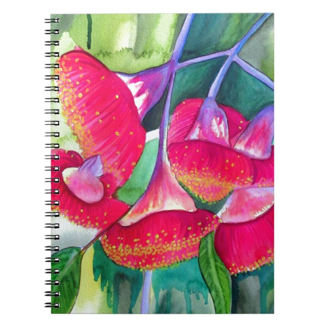 Cuaderno Guimanes de flores rojas australianos acuarela art (Frente)
