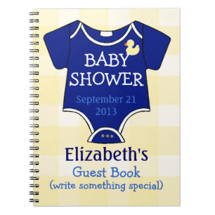 Cuaderno Guinga Baby Shower del azul real y del amarillo
