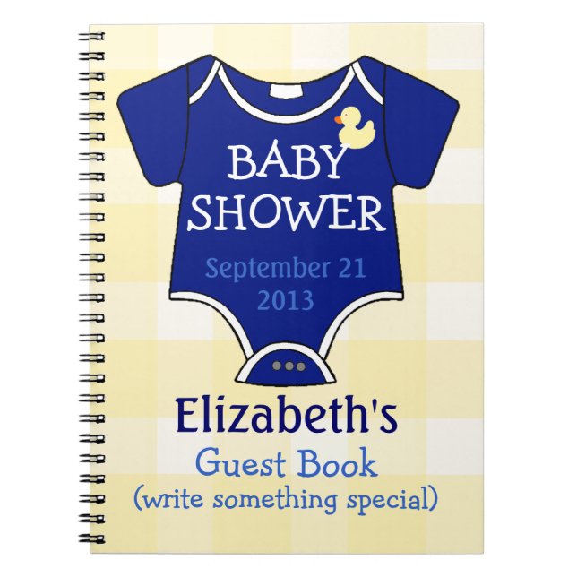Cuaderno Guinga Baby Shower del azul real y del amarillo (Frente)