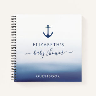 Cuaderno guion azul de watecolor bebé ducha guía