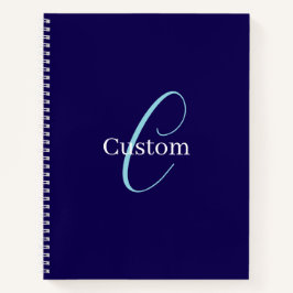 Cuaderno Guión cursivo editable Monograma Azul púrpura