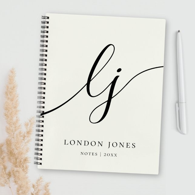 Cuaderno Guión de caligrafía monograma Iniciales marfil ele (Subido por el creador)