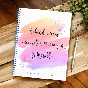 Cuaderno Guion de cita de mujer exitosa Script Rosa Acuarel