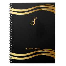Cuaderno Guión de estilo negro y oro de moda monogramado