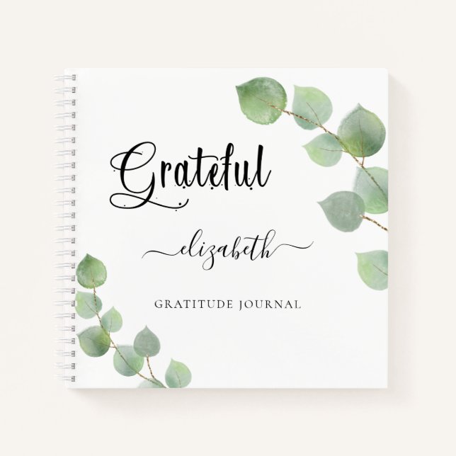 Cuaderno Guión de eucalipto greenerenerenery de Gratitude j (Anverso)