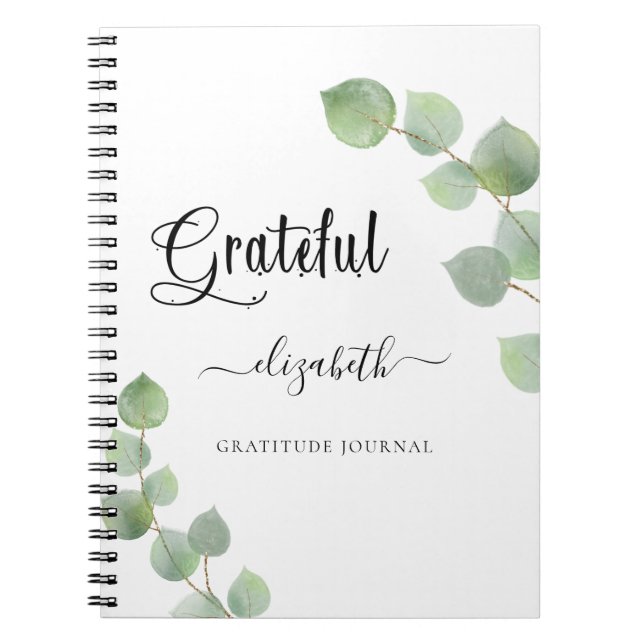 Cuaderno Guión de eucalipto greenerenerenery de Gratitude j (Frente)