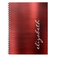 Guión de firma de metal cepillado rojo rubí