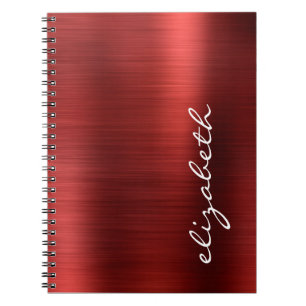 Cuaderno Guión de firma de metal cepillado rojo rubí