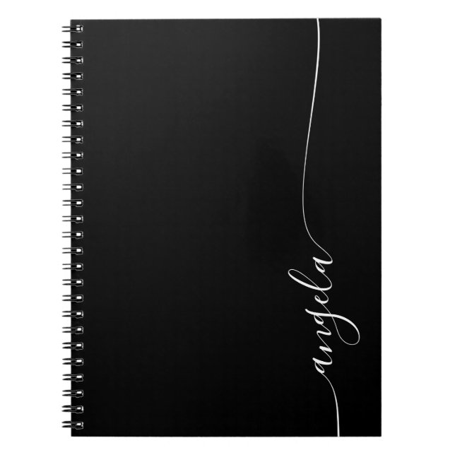 Cuaderno Guión de firma elegante en blanco y negro (Frente)