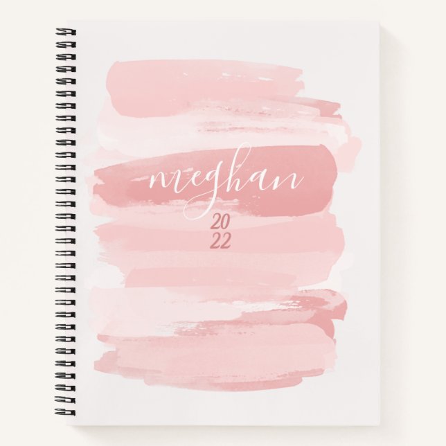 Cuaderno Guion de monograma de acuarela rosa suave (Anverso)