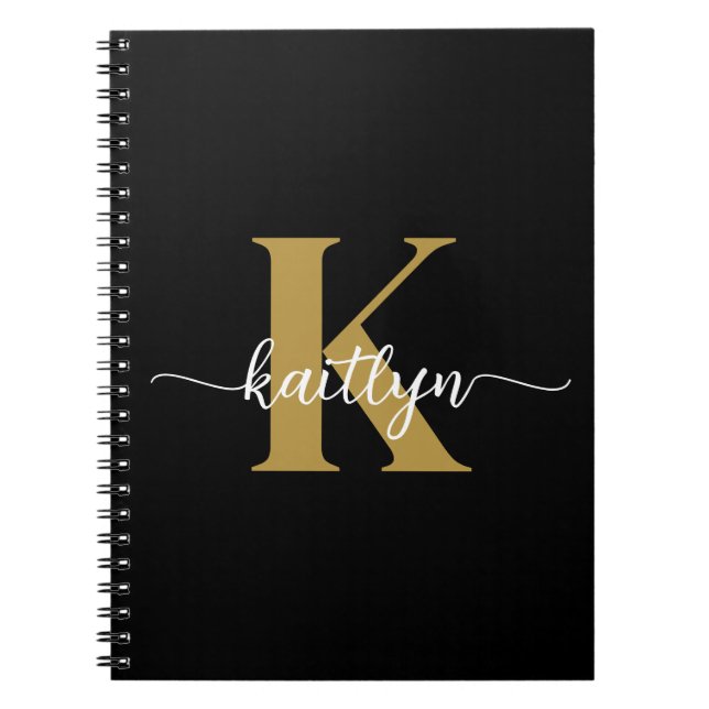 Cuaderno Guion de Monograma de Oro Negro (Frente)