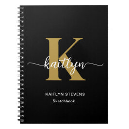 Cuaderno Guión de Monograma de Oro Negro