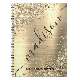 Cuaderno Guión de monograma metálico Purpurina de oro moder