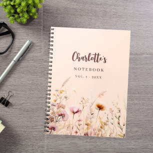 Cuaderno Guión de nombre de melocotón rosa para Wildflowers