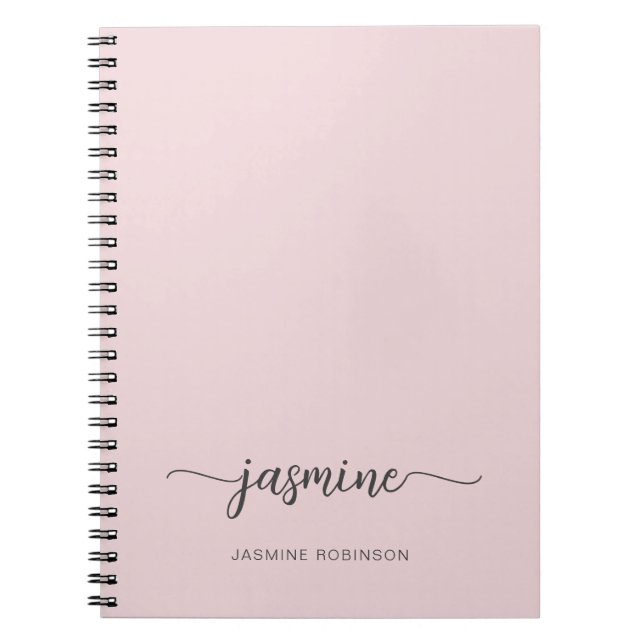 Cuaderno Guion de nombre de monograma femenino rosa rubor m (Frente)