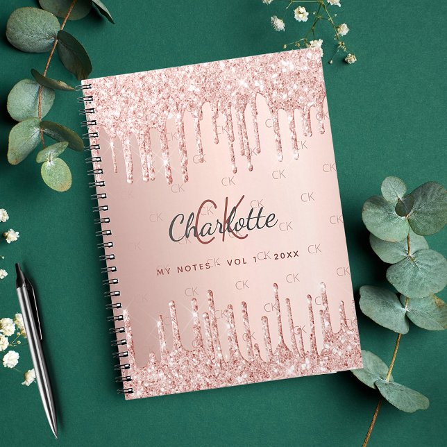 Cuaderno guión de nombre monograma del purpurina de oro Ros (Subido por el creador)