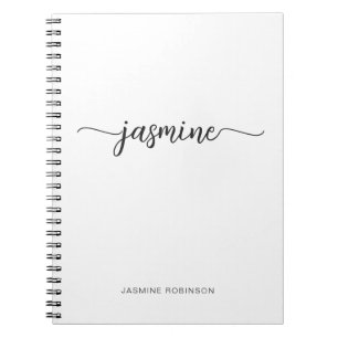 Cuaderno Guion de nombre monograma femenino blanco minimali