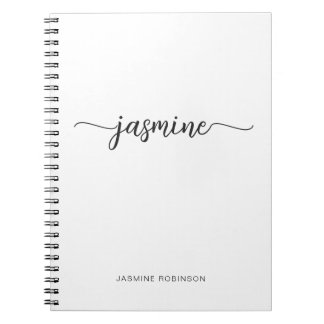 Cuaderno Guion de nombre monograma femenino blanco minimali
