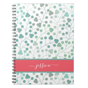 Cuaderno Guión de patrón floral verde moderno nombre mini c