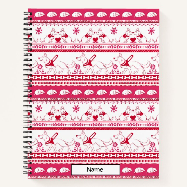 Cuaderno Guión de perro de cuento Pastor alemán - Rojo - (Anverso)