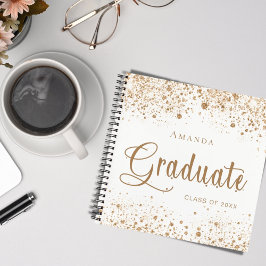 Cuaderno Guión de purpurina de oro blanco para la graduació