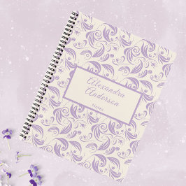 Cuaderno Guión del patrón de hojas violetas botánicas femen