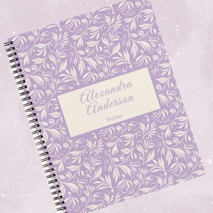 Cuaderno Guión del patrón mínimo de hojas florales púrpuras