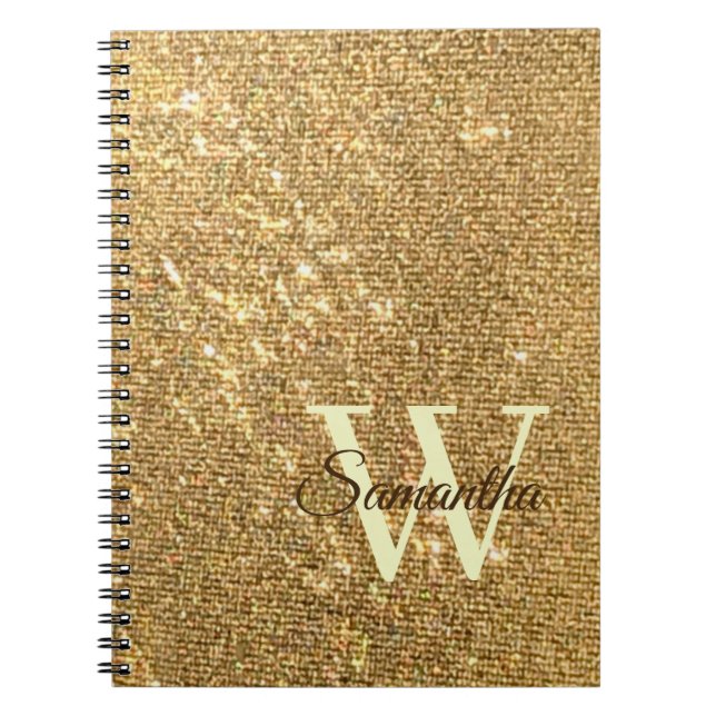 Cuaderno Guión dorado Monograma pequeño Purpurina Frost Gir (Frente)