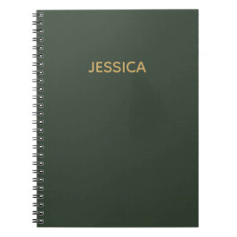 Cuaderno Guión dorado verde oscuro minimalista personalizad