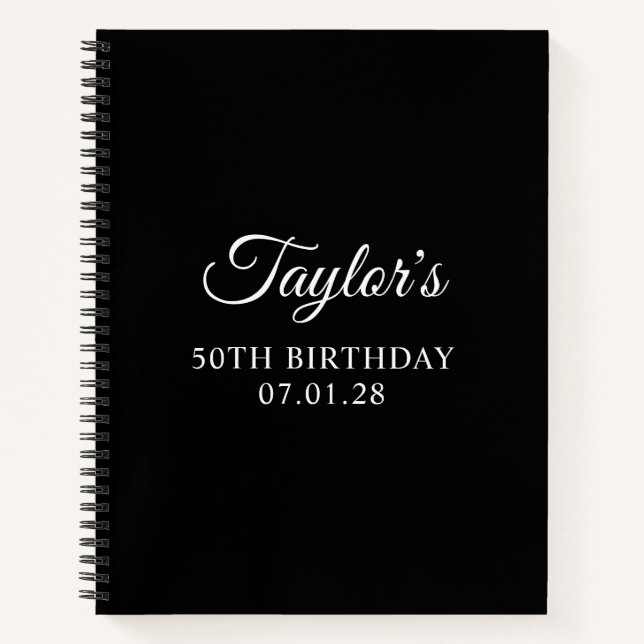 Cuaderno Guión elegante blanco y negro 50 cumpleaños (Anverso)
