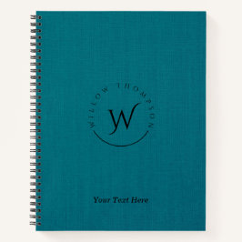 Cuaderno Guión elegante de línea azul rústico monogramado