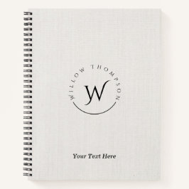 Cuaderno Guión elegante de línea blanca rústica monogramada