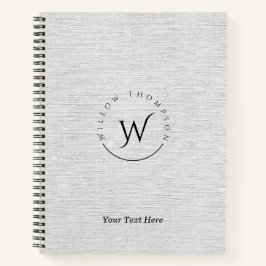 Cuaderno Guión elegante monogramado Rústico Gris Linen