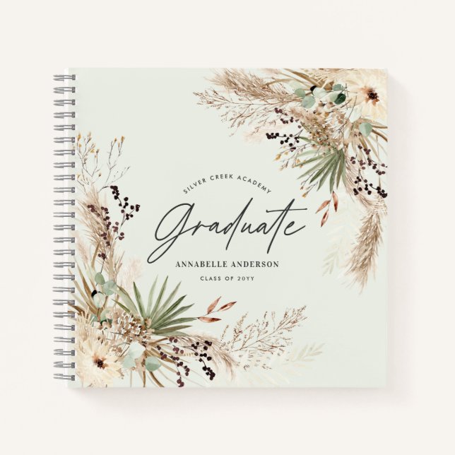 Cuaderno Guión elegante para el favor de graduados pampas e (Anverso)