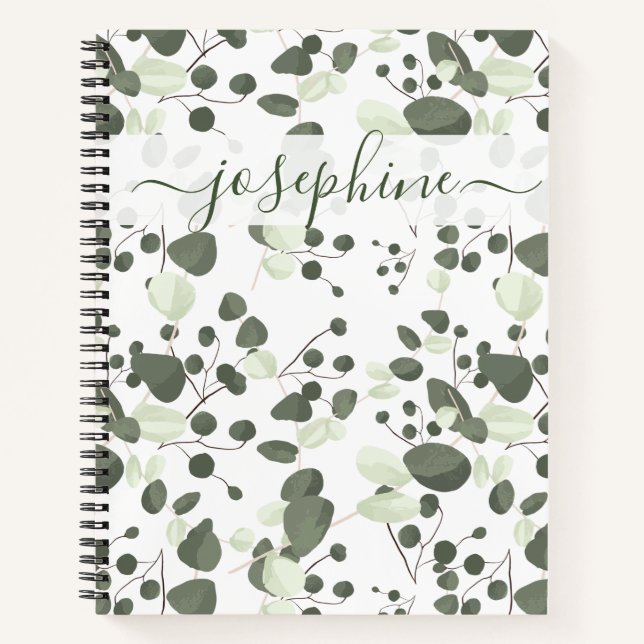 Cuaderno Guión elegante personalizado Eucalyptus verde (Anverso)