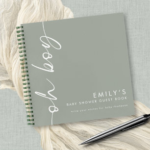 Cuaderno Guión girado Sage Oh Boy Baby Shower Guest Book
