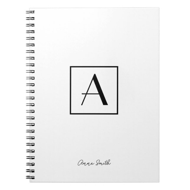 Cuaderno Guión Inicial de Monograma en Blanco y Negro Profe (Frente)