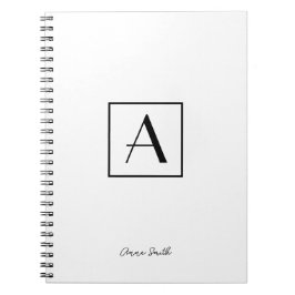 Cuaderno Guión inicial de monograma profesional en blanco y