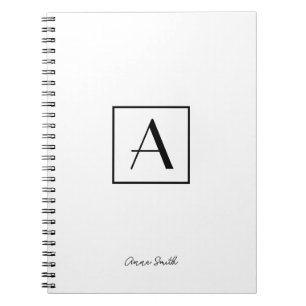 Cuaderno Guión inicial de monograma profesional en blanco y
