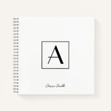 Guión inicial monograma profesional en blanco y ne